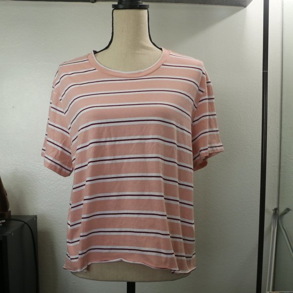 Rebellious One | Striped Unfinished Crop Top - Picture 1 of 7